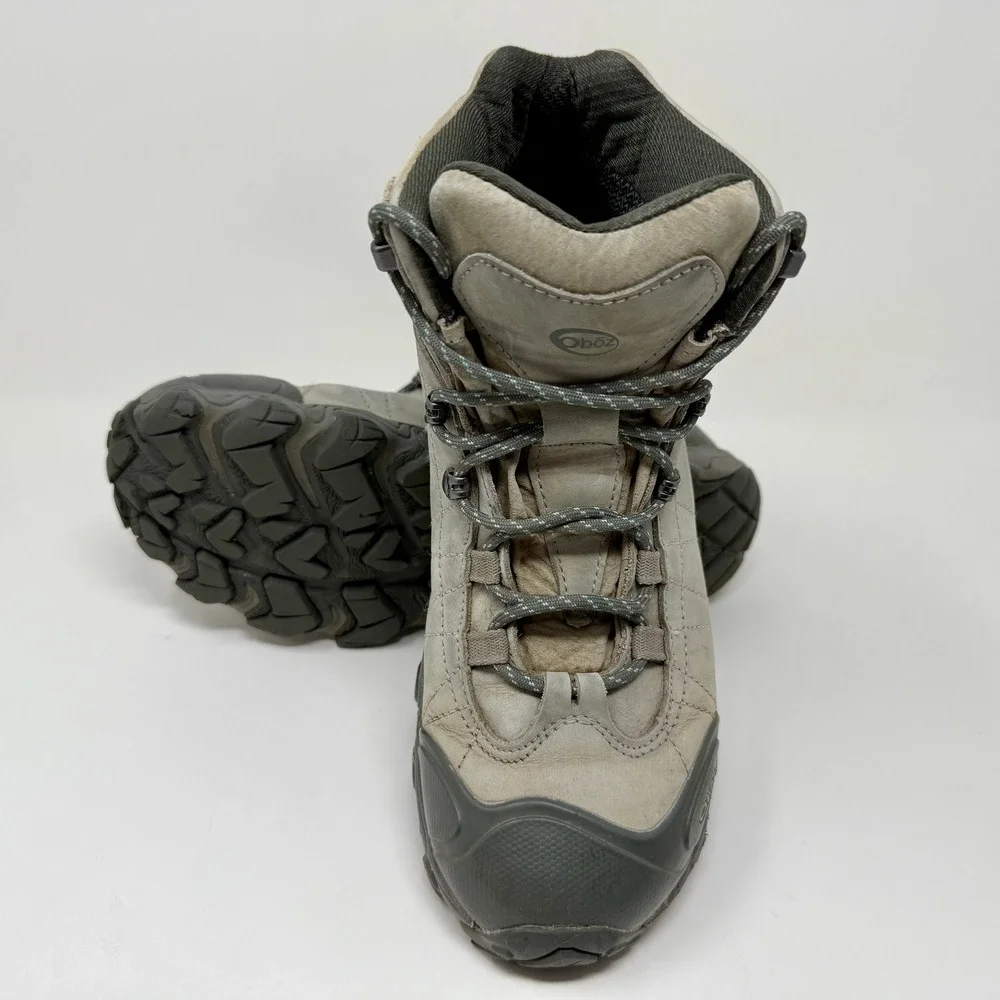 Oboz Premium‎ Bridger Mid Hiking Boots Waterproof Leather Grey Women's Size 11